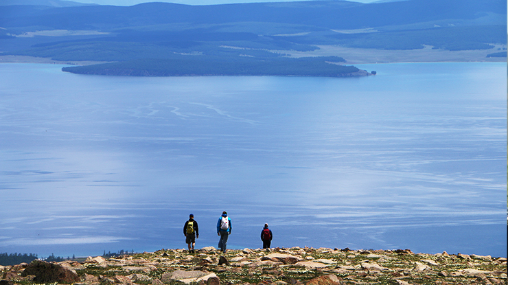 View over the Khuvsgul Lake, from the surrounding mountains
